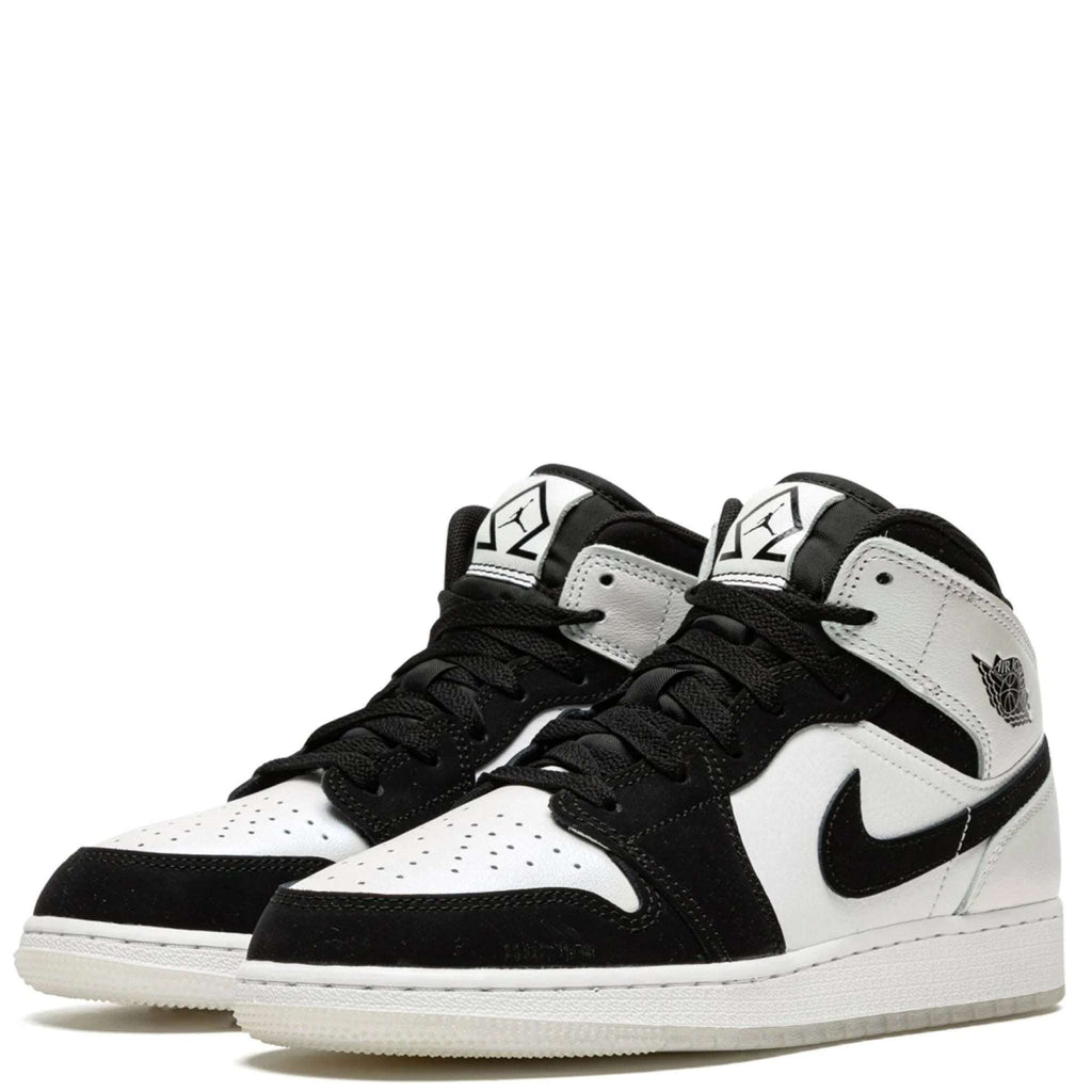 AIR JORDAN 1 MID SE DIAMOND SHORT BLACK WHITE (GS)